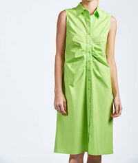 THE SHIRT THE ASHLEY DRESS in lime - women's dress - alternate view