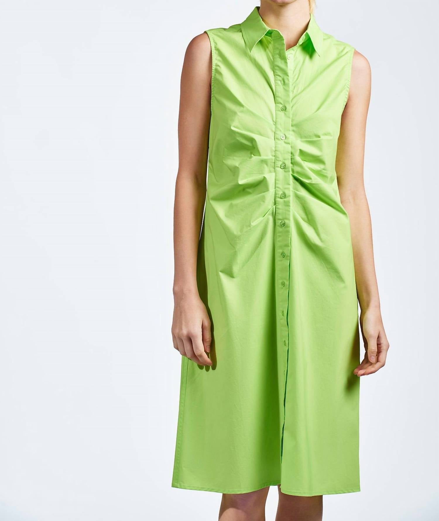 THE SHIRT THE ASHLEY DRESS in lime - women's dress - alternate view
