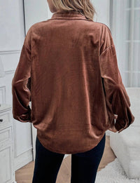 Lovesoft Velvet Luxe Shirt in brown - women's shirt - detail view