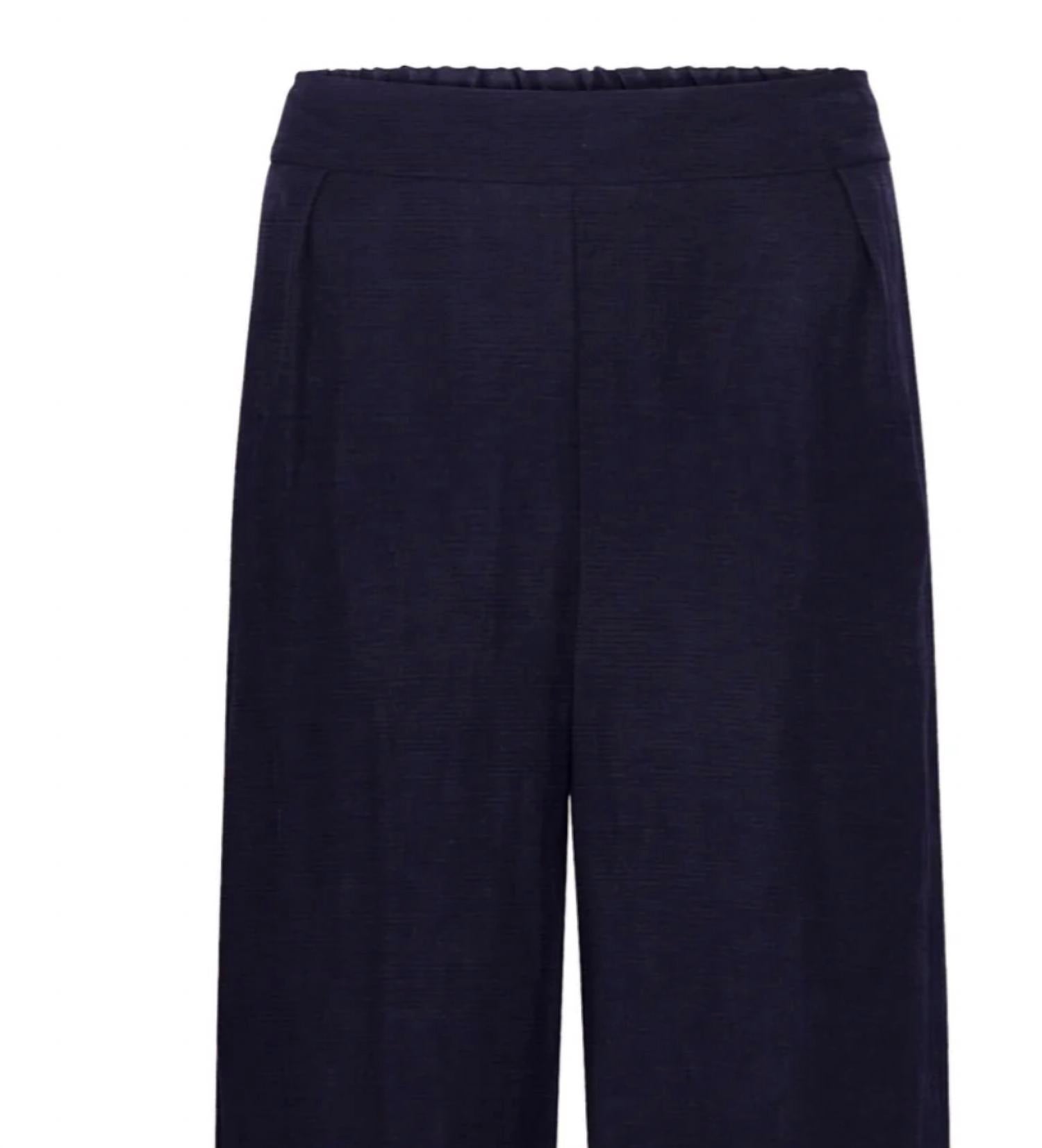 ANEMOS Women's The Keaton Wide Leg Pants in navy - women's pants - detail view