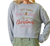 Oat Collective I Just Wanna Bake Stuff Sweater in athletic heather - women's sweater