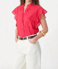 Vanessabruno - Ruffle Sleeve Button Front Top