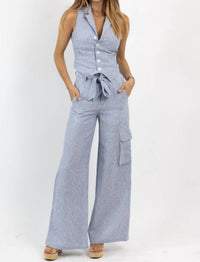 Olivaceous - Tate Striped Linen Pant