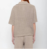 LAUREN MANOOGIAN Rack Knit Polo Shirt in sisal - women's top - alternate view