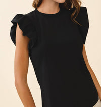 Tcec - Ruffled Flutter Sleeves Round Neck Sleeveless Top