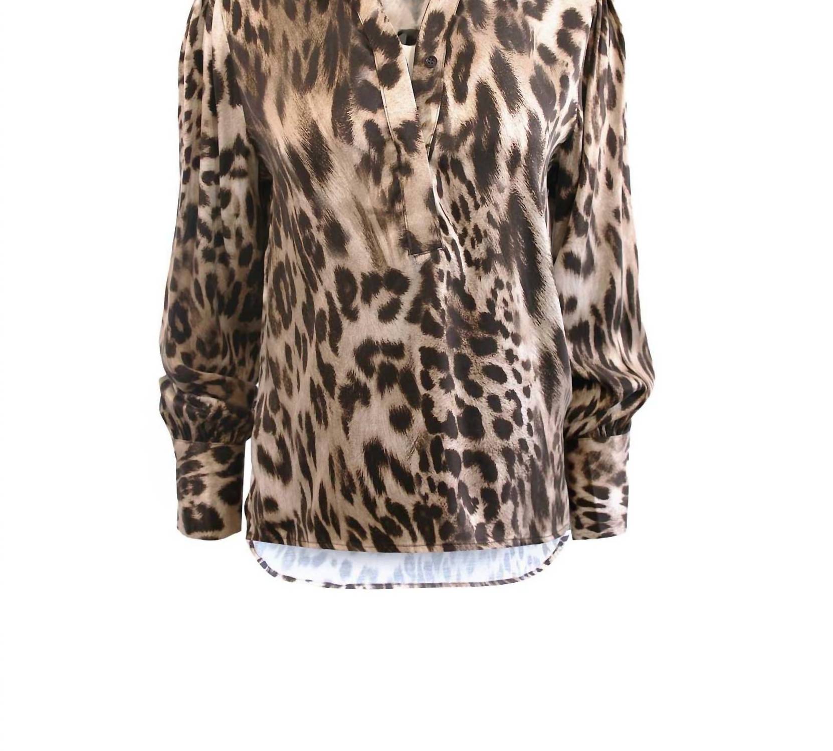 Theo The Label - Women's Danae Print Henley Shirt