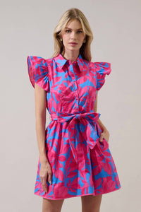 Sugarlips - Meira Floral Maia Ruffle Collared Dress
