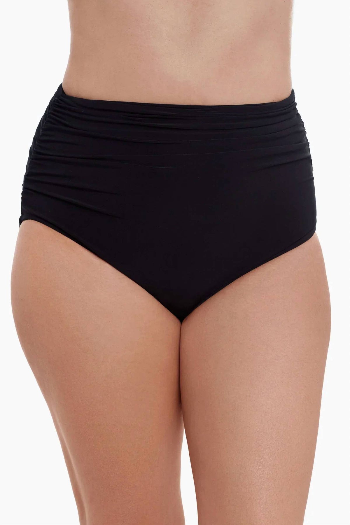 Trimshaper - High Waist Shirred Brief Swim Bottom