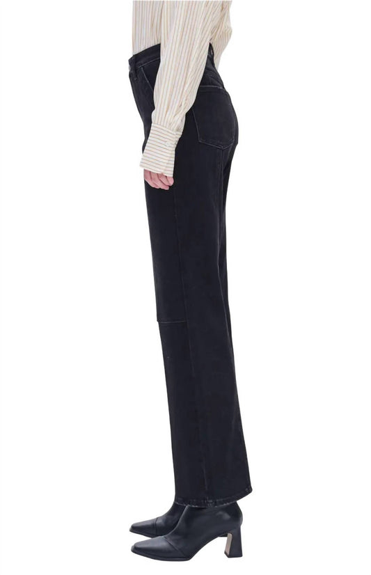 Bayeas - Seamed High Waist Wide Leg Jeans