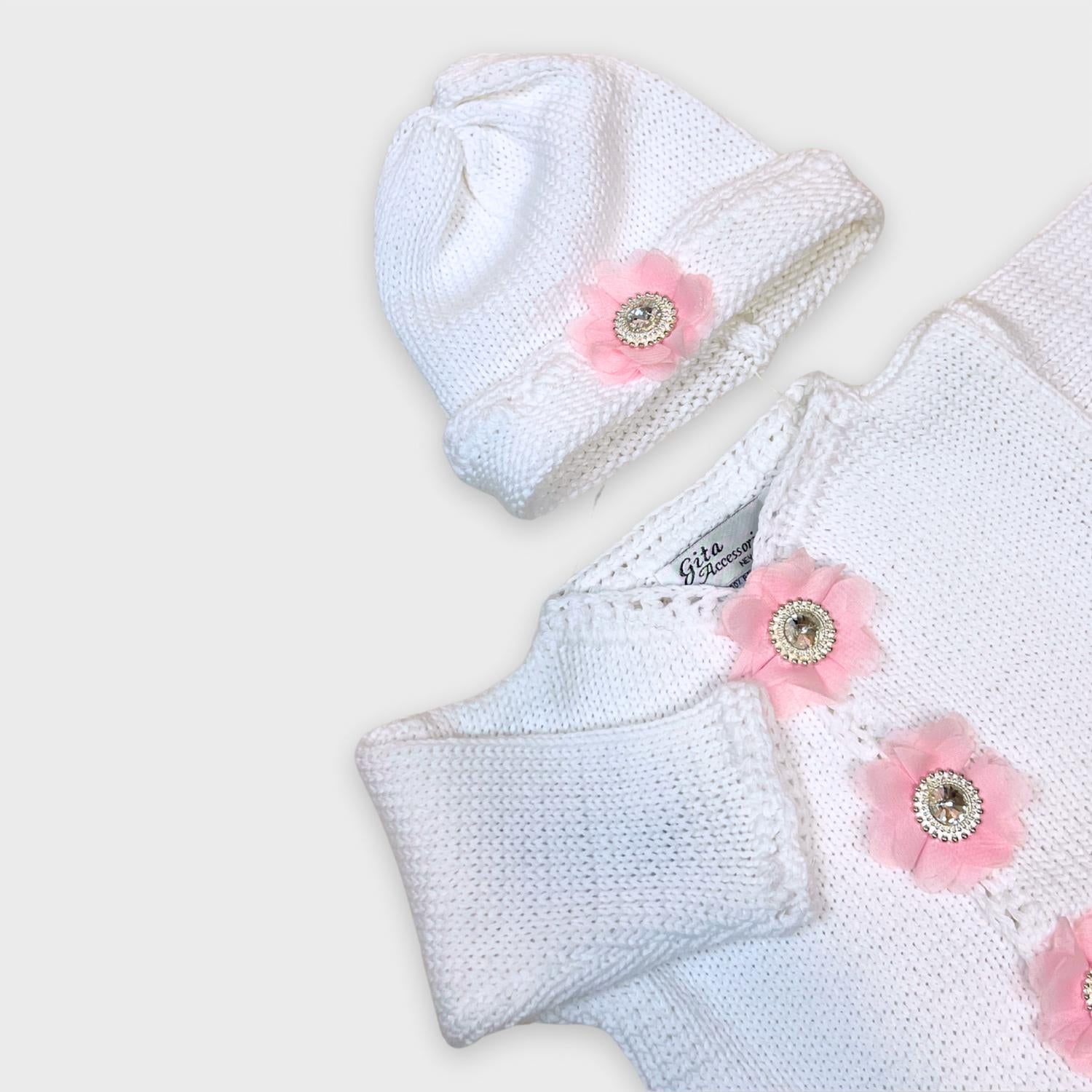 Gita - Girl's 2pc Sweater Crystal/rhinestone Center & Hat