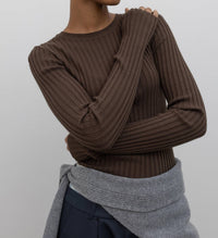 Papermoon - Wool Ribbed Long Sleeve Fitted Top