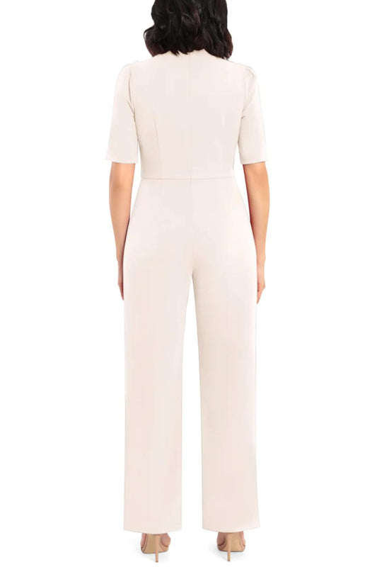Donna Morgan - Short Sleeve Mock Neck Jumpsuit