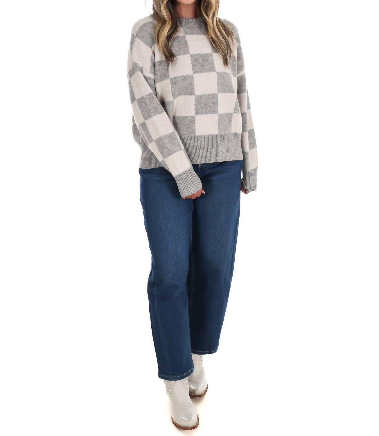 Miou Muse - September Sky Check Sweater
