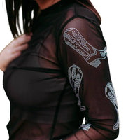 Merigold Kiss - Women's Django Mesh Top With Rhinestone Boot Embellishments