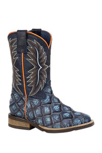 ROPER Kids Big Fish Print Geo Sole Cowboy Boot in blue - kids' boots