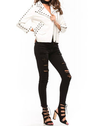 Line And Dot - Women's Stud Moto Jacket