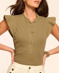 Ramy Brook - Monroe Cotton Flutter Sleeve Top