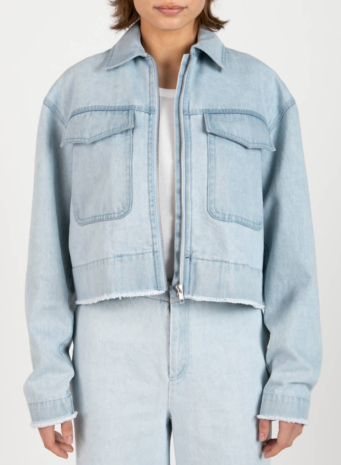 Atm - Women's Washed Denim Cropped Jacket