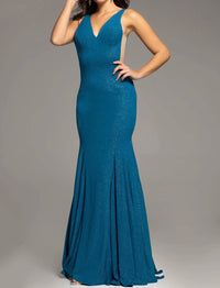 Jovani - Simple V Neck Dress