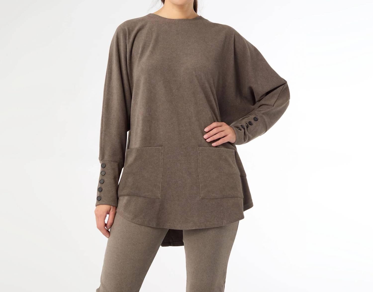 Coco + Carmen - Weekend Brushed Sweater with Button Back