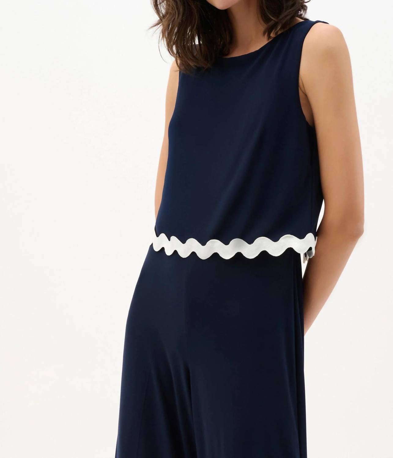 Joseph Ribkoff - Contrast Trim Sleeveless Culotte Jumpsuit