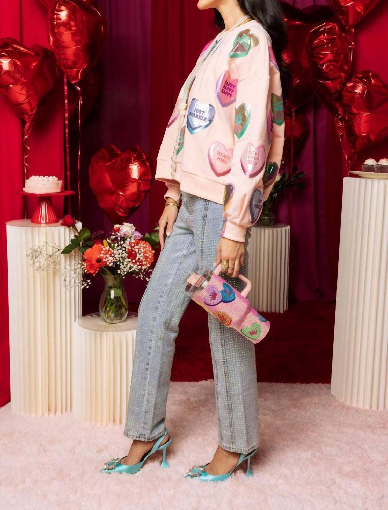Queen Of Sparkles - Positive Candy Hearts Sweatshirt