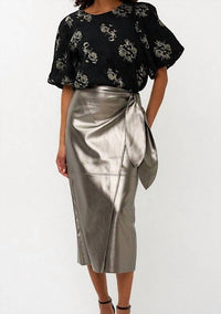 Esqualo - Faux Leather Wrap Skirt