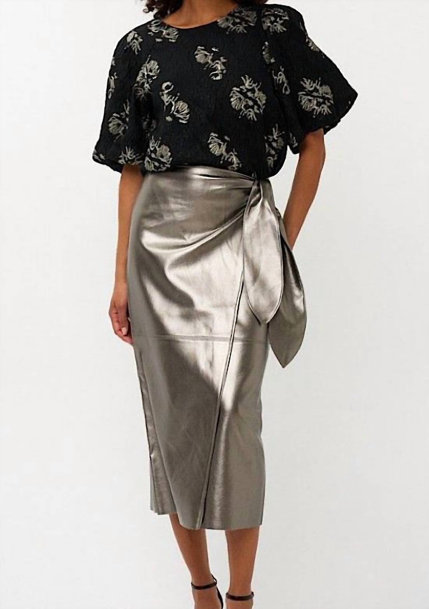 Esqualo - Faux Leather Wrap Skirt