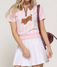 Active Basic - Short Sleeve Vertical Stripe Polo Top
