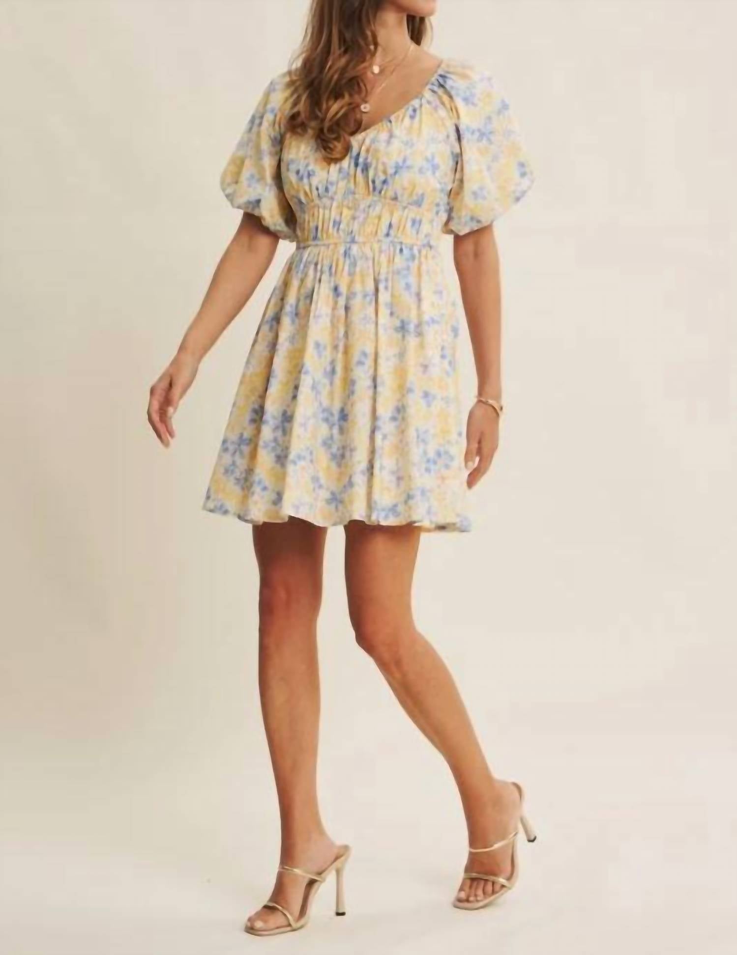 In February - Spring Airy Watercolor Mini Dress