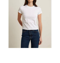 Patrick Assaraf Pima Stretch Short Sleeve Baby Tee in white - women's t-shirt - alternate view