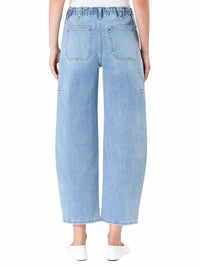 Flying Monkey - Women's Super High Rise Elastic Band Barrel Jeans