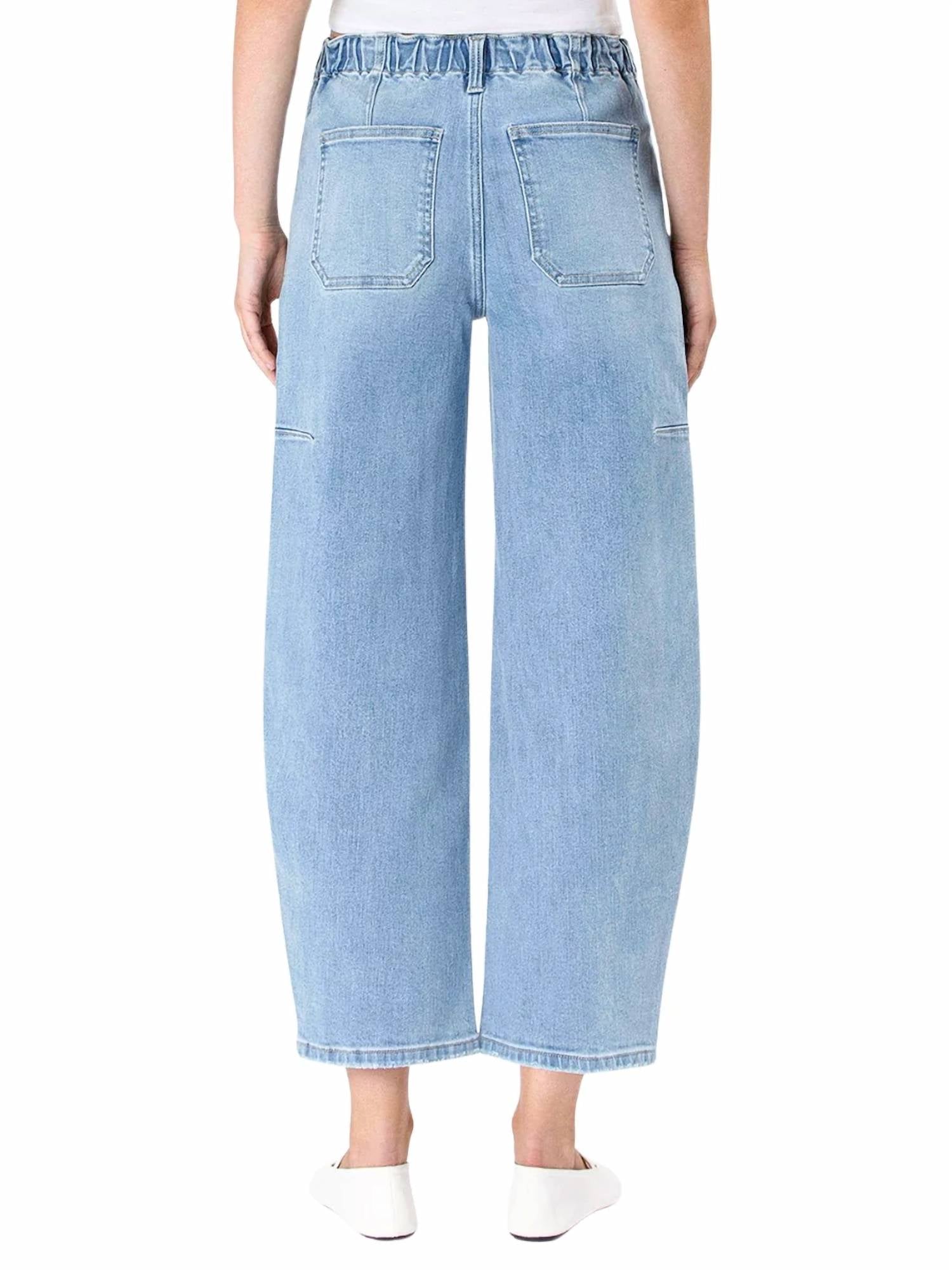 Flying Monkey - Women's Super High Rise Elastic Band Barrel Jeans