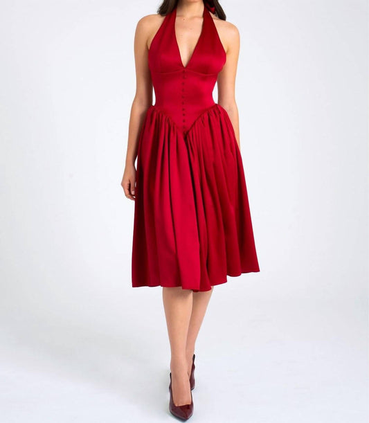 Miss Circle - Women's Cara Plunging Halter Backless Maxi Dress