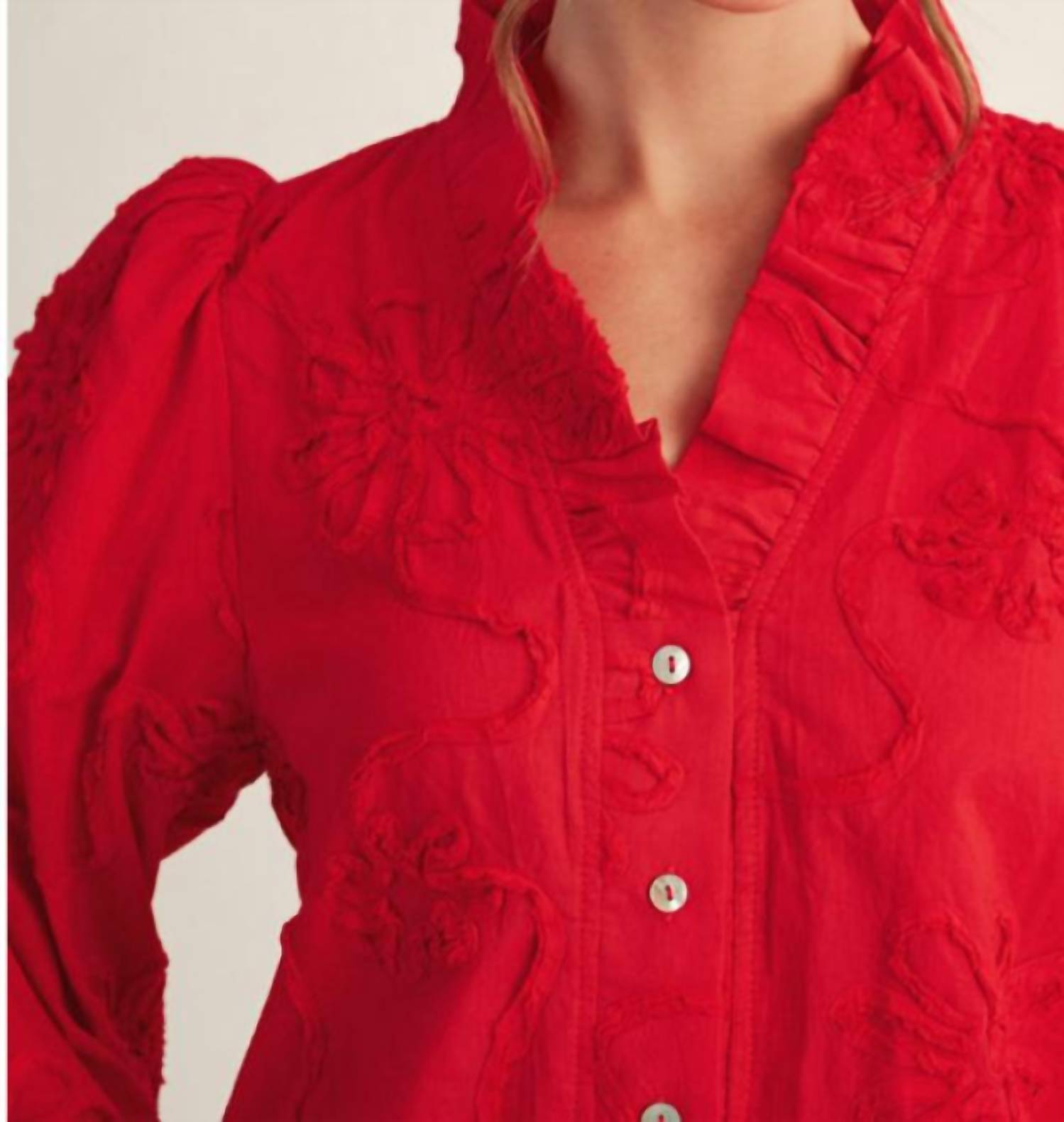 Jodifl Jardin Atelier Blouse in red - women's blouse - detail view