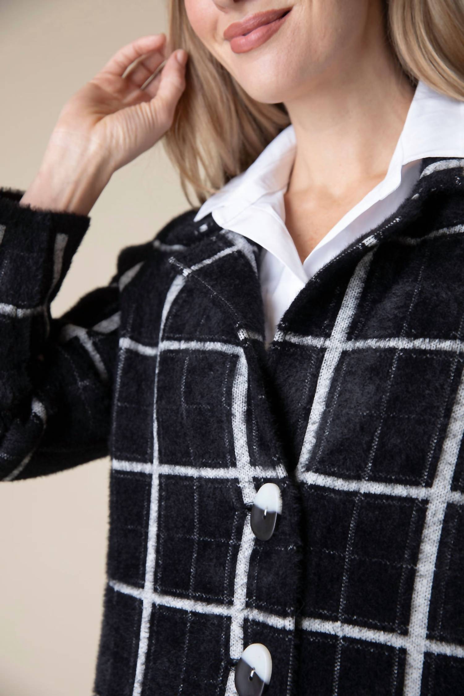 Habitat - Windowpane Jaquard Car Coat