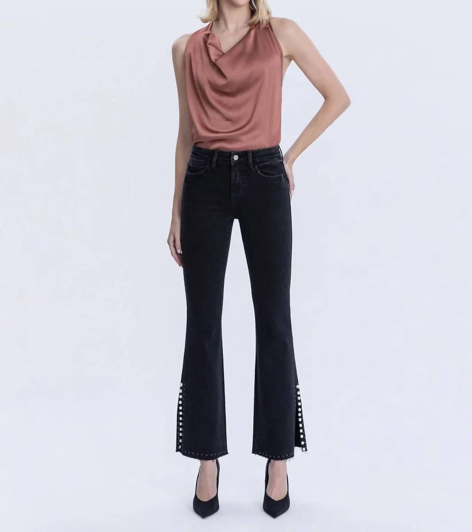Vervet By Flying Monkey - High Rise Pearl Embellished Bootcut Jeans