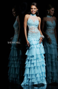 Sherri Hill - Lace Tiered Ruffle Gown