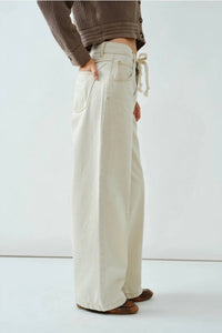 Aaron & Amber - Drawstring Waist Straight Leg Jeans