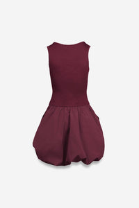 naked zebra Sleeveless Bubble Skirt Mini Dress in wine - women's dress - alternate view