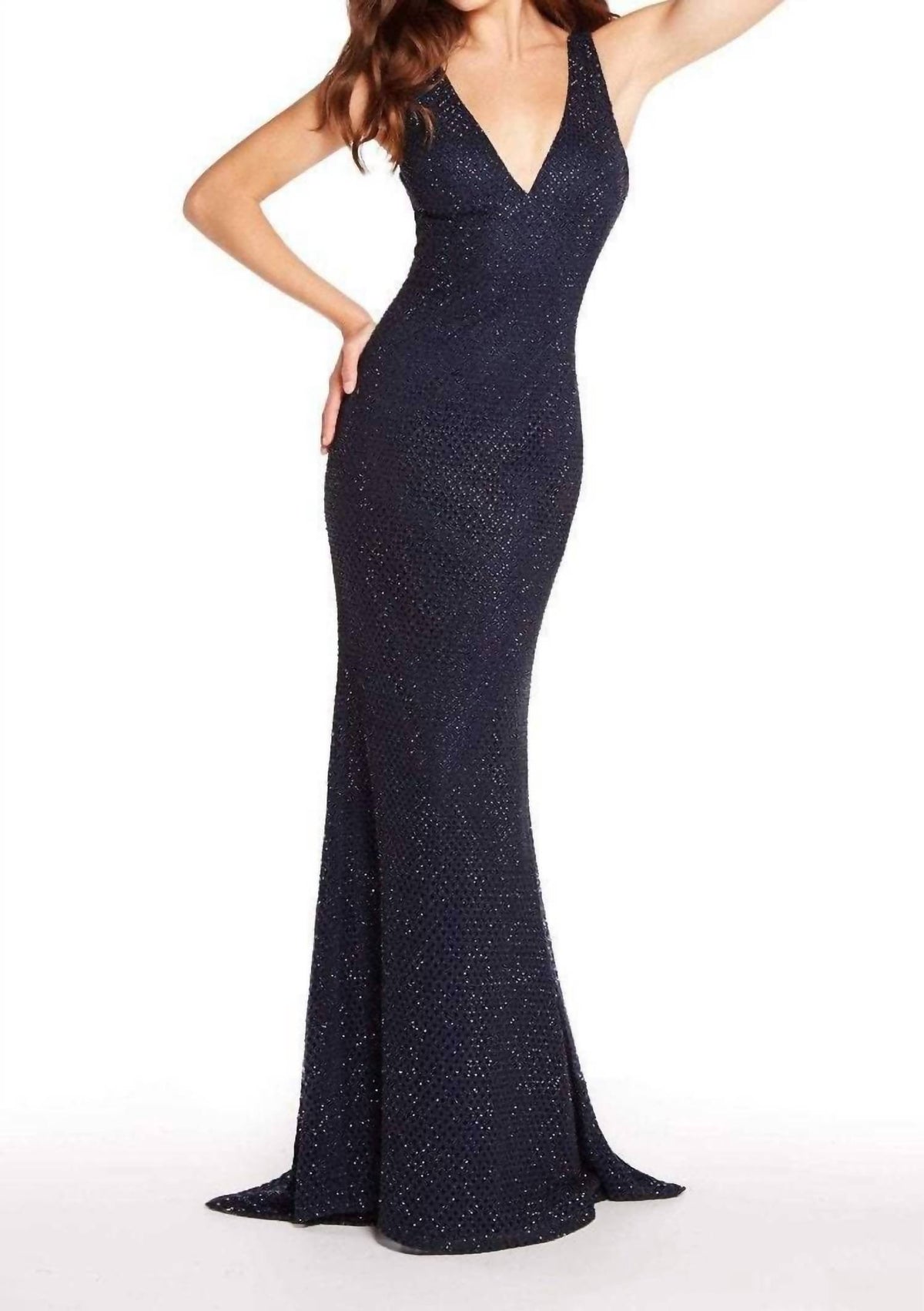 Alyce Paris - Sleeveless V-neck Diamond Lace Evening Gown