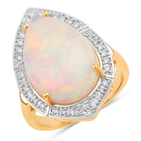 Diana M Jewels Women's Pear Natural Ethiopian Opal Fashion Ring (8.27 Ct) - Elegant Plus in 14k yellow gold - women's jewelry