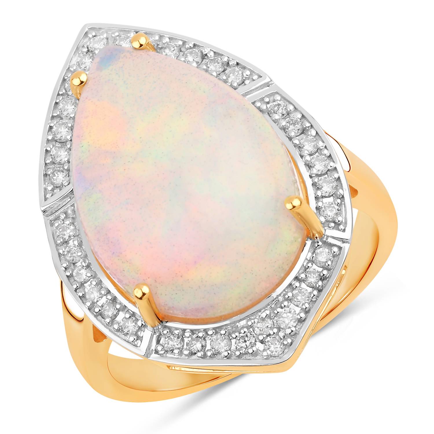 Diana M Jewels Women's Pear Natural Ethiopian Opal Fashion Ring (8.27 Ct) - Elegant Plus in 14k yellow gold - women's jewelry