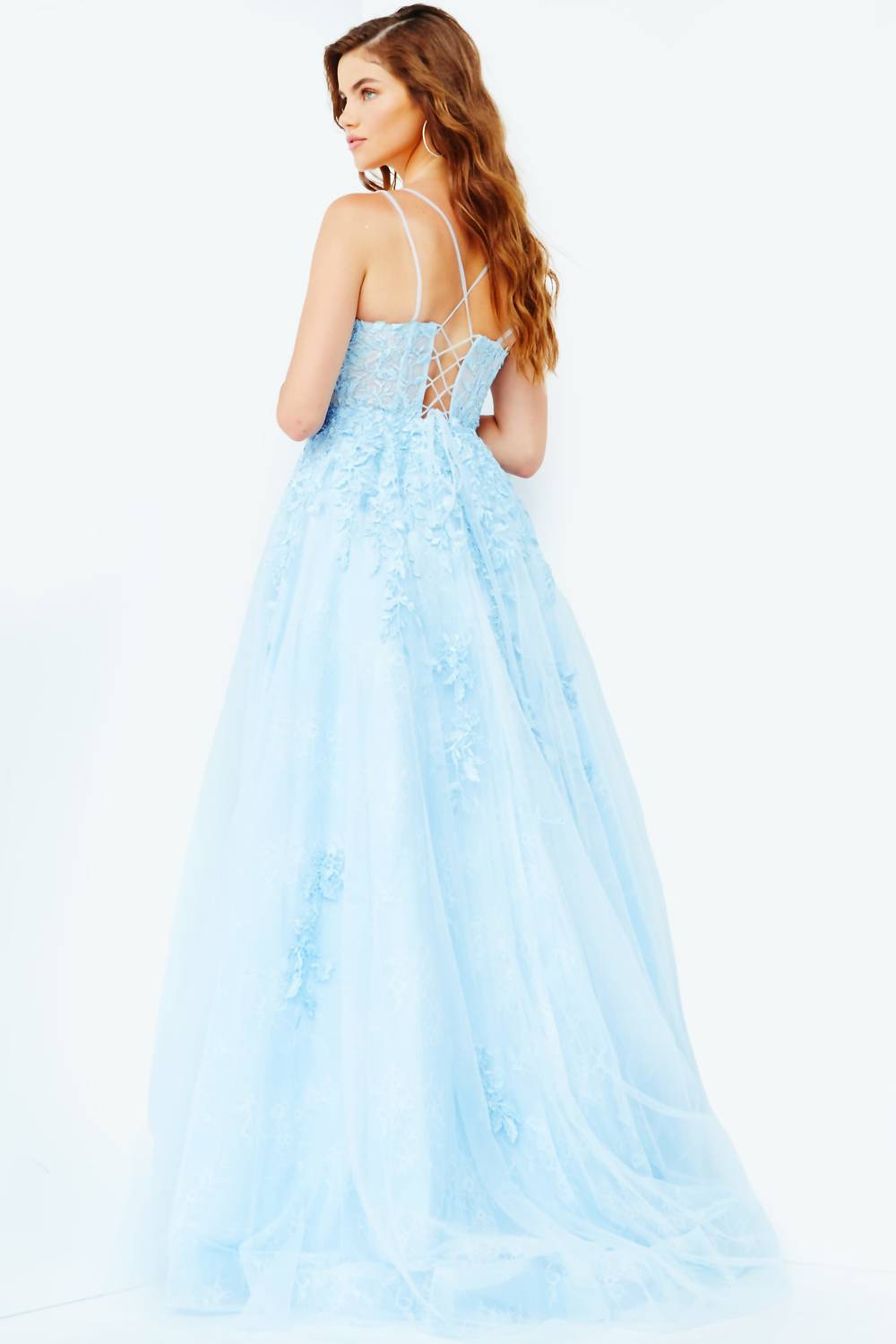 Jovani - Spaghetti Strap Embroidered Prom Gown