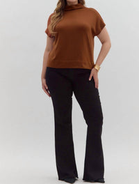 Entro - Tammy Knit Mock Neck Pullover Top - Plus