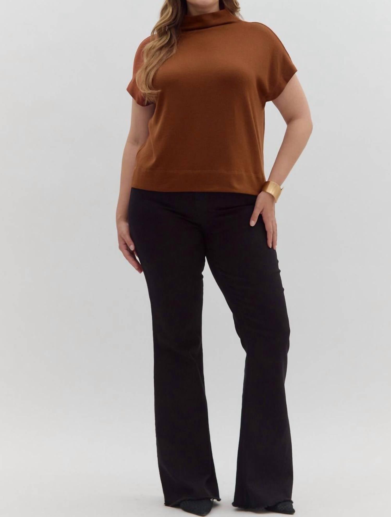 Entro - Tammy Knit Mock Neck Pullover Top - Plus