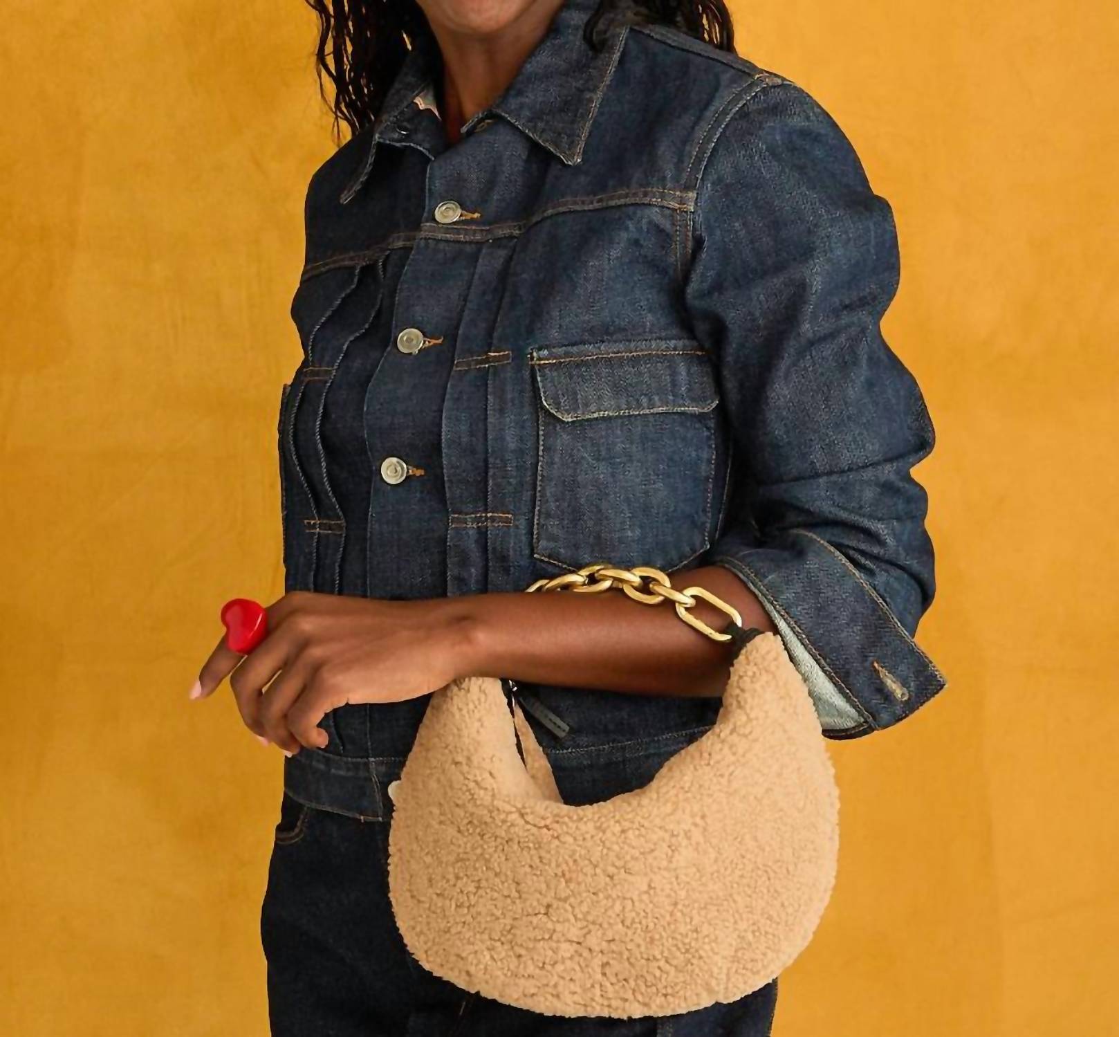 Clare V. - Women's Lune Shearling Shoulder Bag