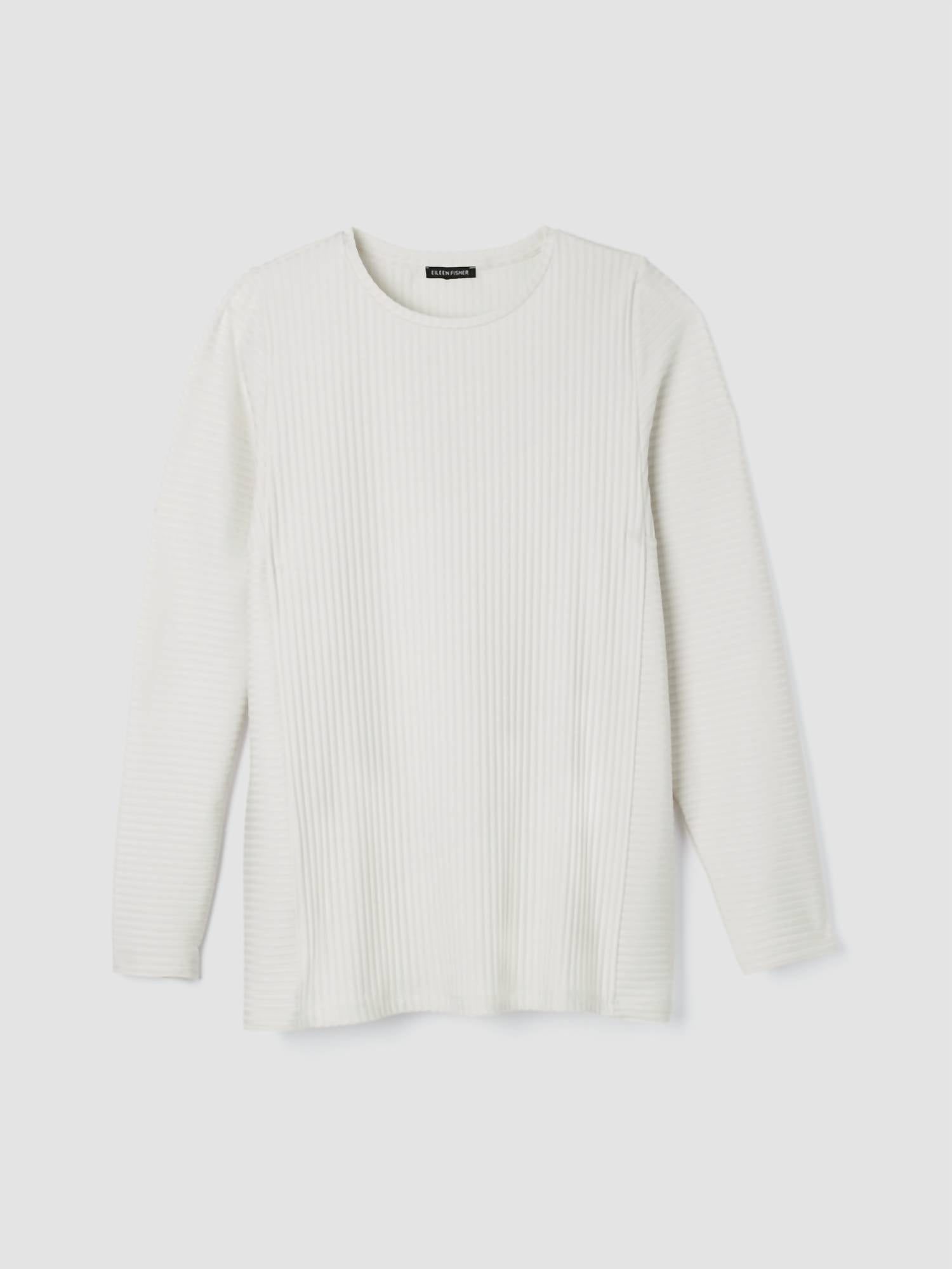 Eileen Fisher - Textured Stretch Rib Round Neck Long Sleeve Top