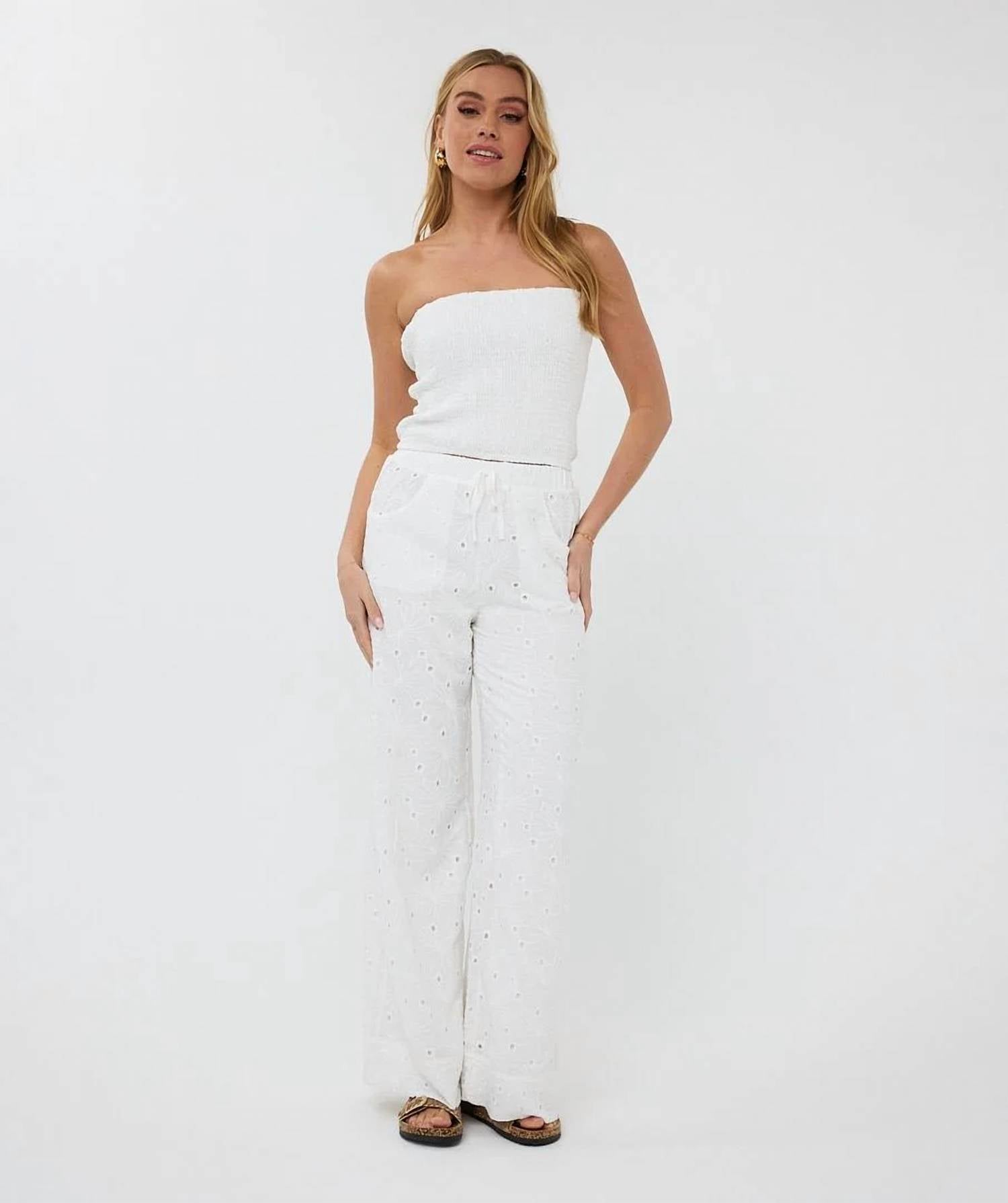 Esqualo - Tania Embroidery Flowers Trousers