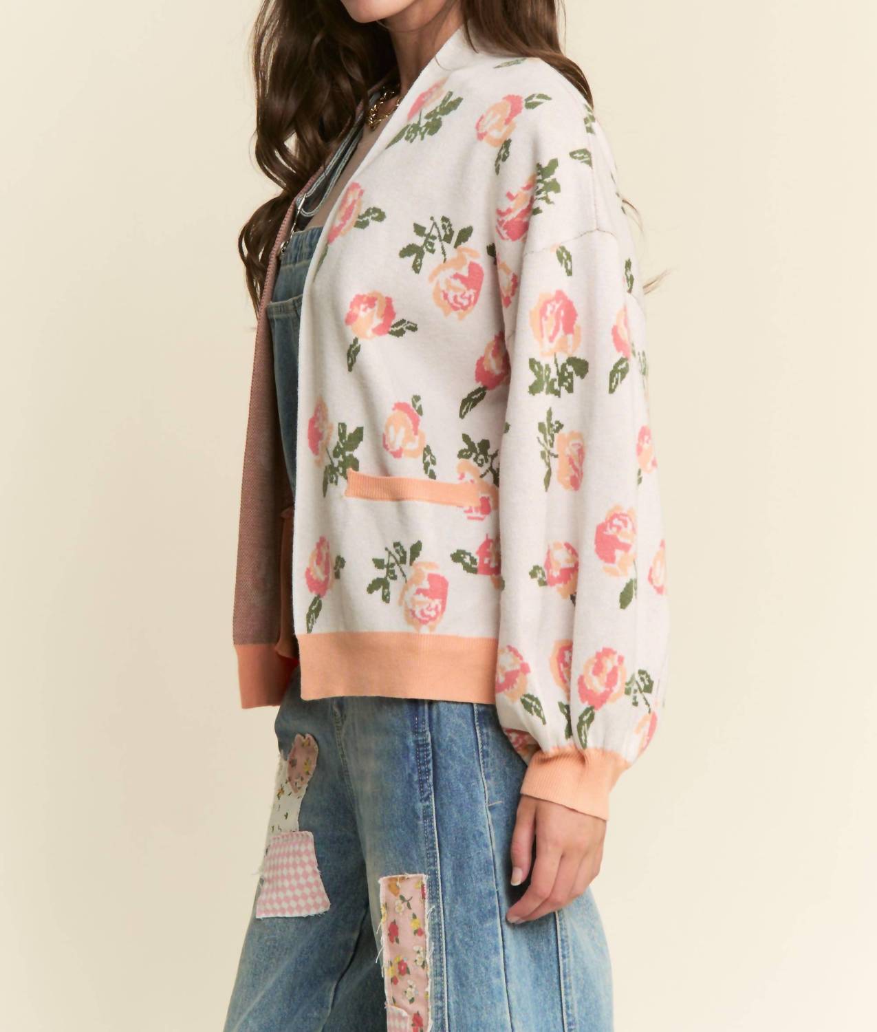J.NNA Rosie Cardigan in apricot - women's cardigan - alternate view